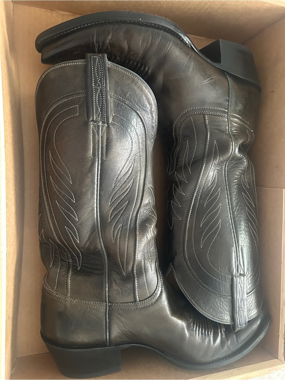 Black Western Leather Cowboy Boots